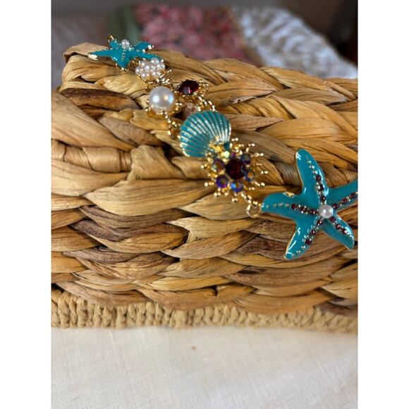 Starfish & Pearl Statement Necklace Turquoise Beads Resort Coastal Chic NWT - Picture 5 of 8